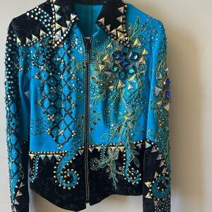 Woods Embellished Blue and Black Women's Jacket Western Horse Show
